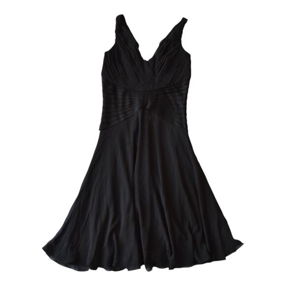 Tadashi Black Silk Chiffon Dress Size 6 | Elegant Evening Cocktail Dress - Picture 1 of 8